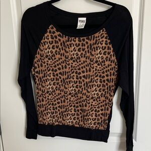 Victoria's Secret PINK Leopard Print Long Sleeve Top